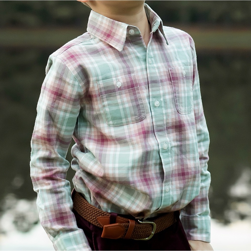 EUC💙J&J tartan Plaid flannel Button-Up long sleeve Shirt size 5T